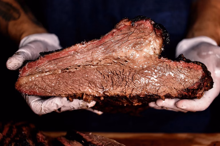 Sliced Texas smoked brisket at Hutchins BBQ