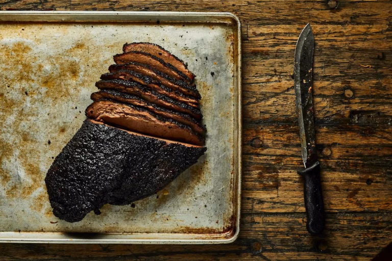 Sliced Texas smoked brisket at Hutchins BBQ